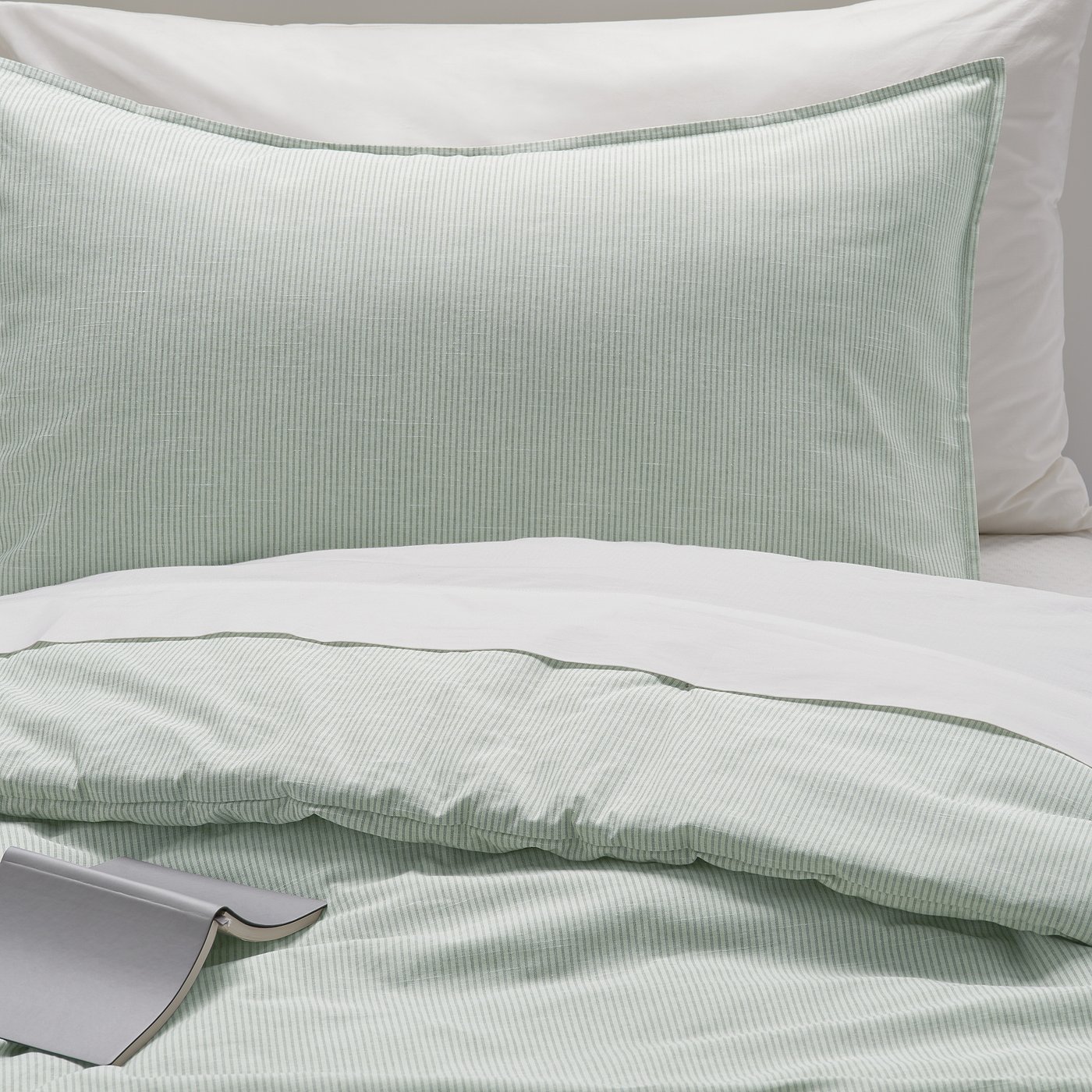 BERGPALM Comforter set, green/stripe, Full/Queen