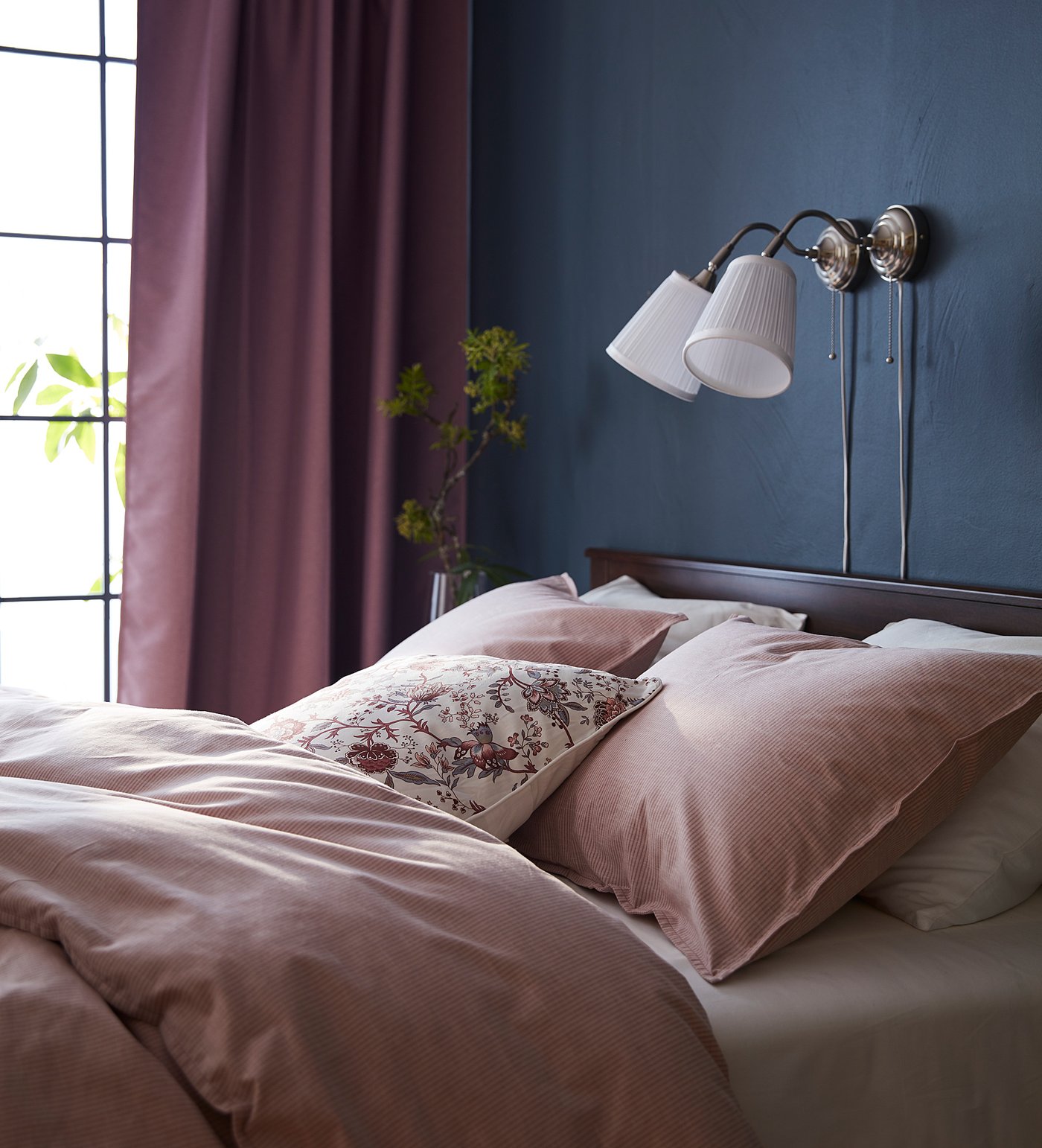 BERGPALM Duvet cover and pillowcase(s), pink, stripe, King IKEA