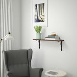 BERGSHULT / KROKSHULT Wall shelf, walnut effect/anthracite, 31 1/2x7 7/8 "