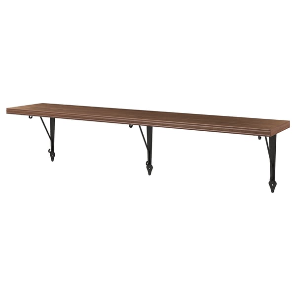 BERGSHULT / KROKSHULT Wall shelf, walnut effect/anthracite, 47 1/4x7 7/8 "