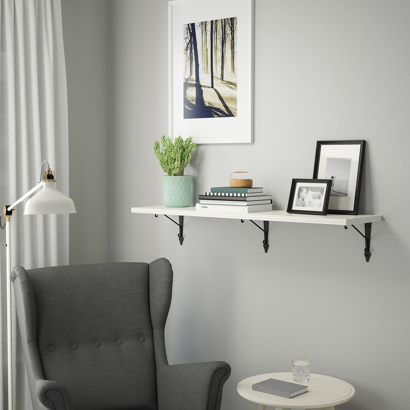 BERGSHULT / KROKSHULT wall shelf, white/anthracite, 471/4x113/4