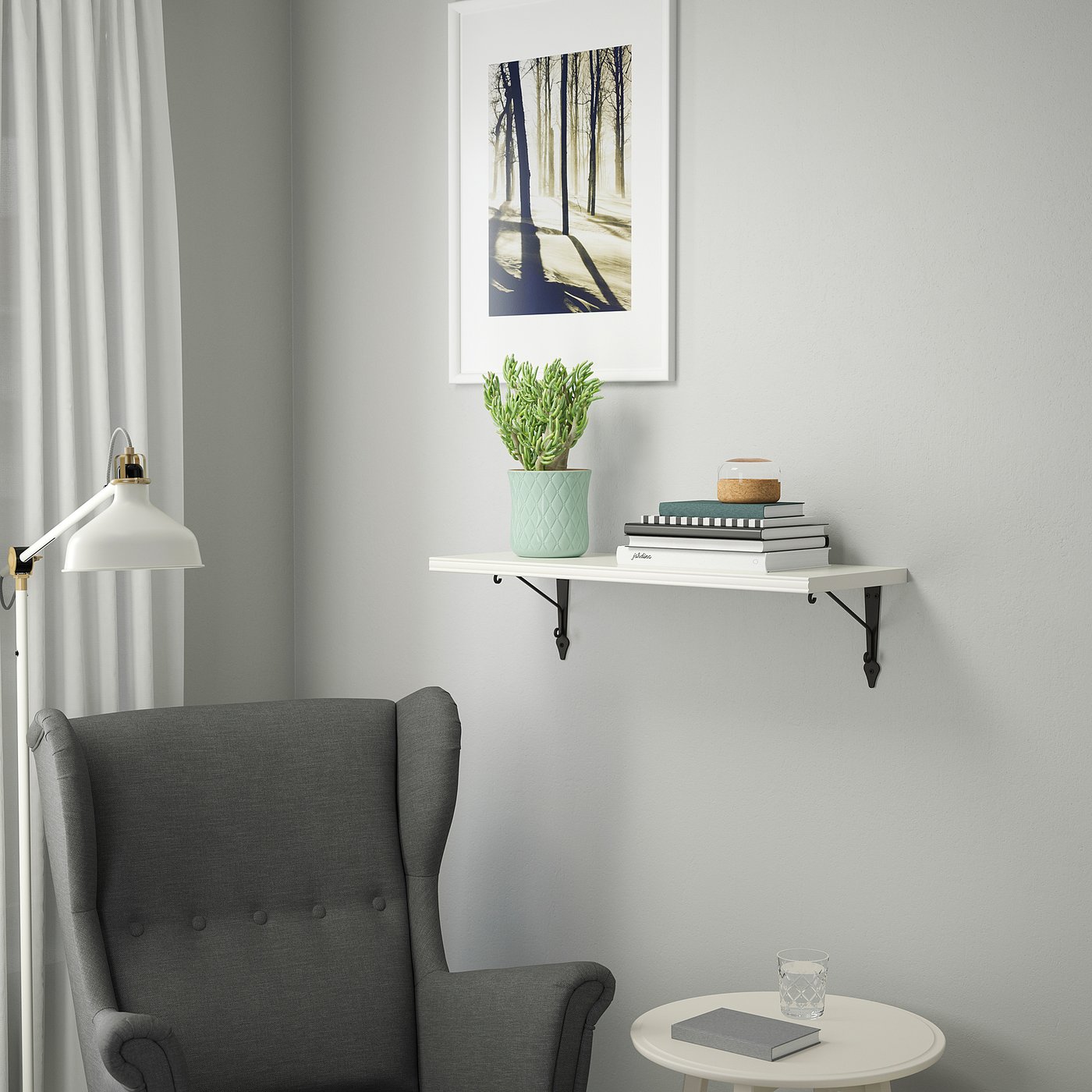 BERGSHULT / KROKSHULT wall shelf, white/anthracite, 311/2x113/4