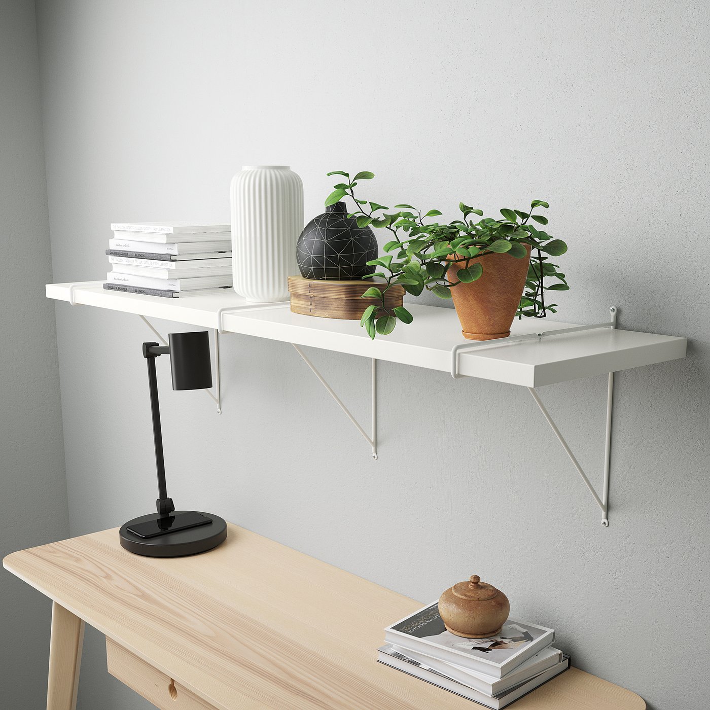 BERGSHULT / PERSHULT wall shelf, white/white, 471/4x113/4