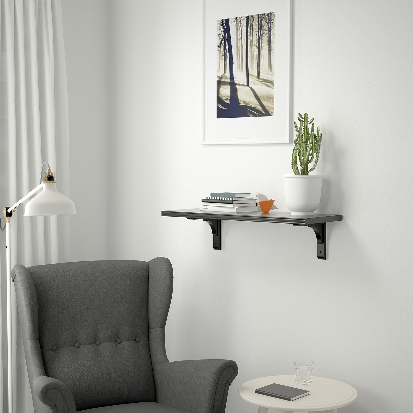 BERGSHULT / RAMSHULT wall shelf, brown-black, 311/2x113/4