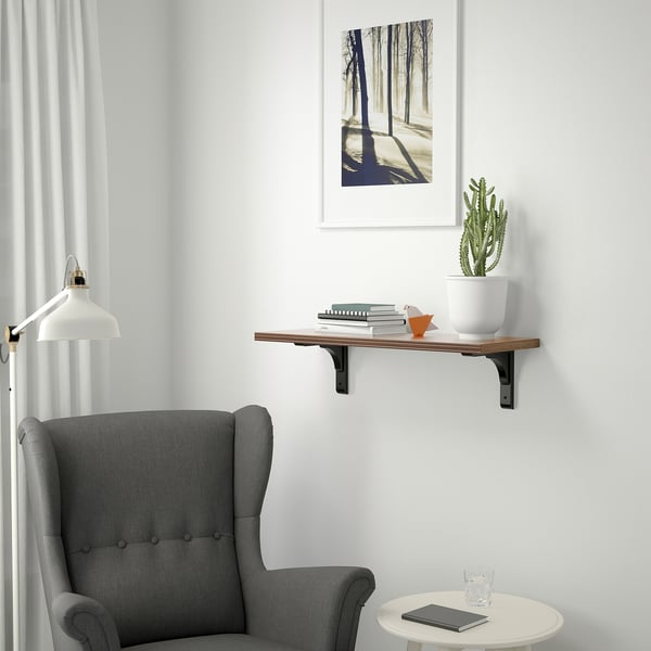 BERGSHULT / RAMSHULT Wall shelf, walnut effect/black, 31 1/2x11 3/4 "