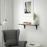 BERGSHULT / RAMSHULT Wall shelf, walnut effect/black, 31 1/2x11 3/4 "