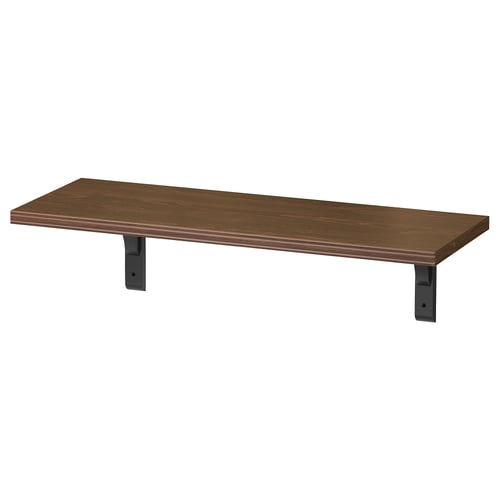 BERGSHULT wall shelf, brown, rectangular, wooden, metal brackets, minimalist design.