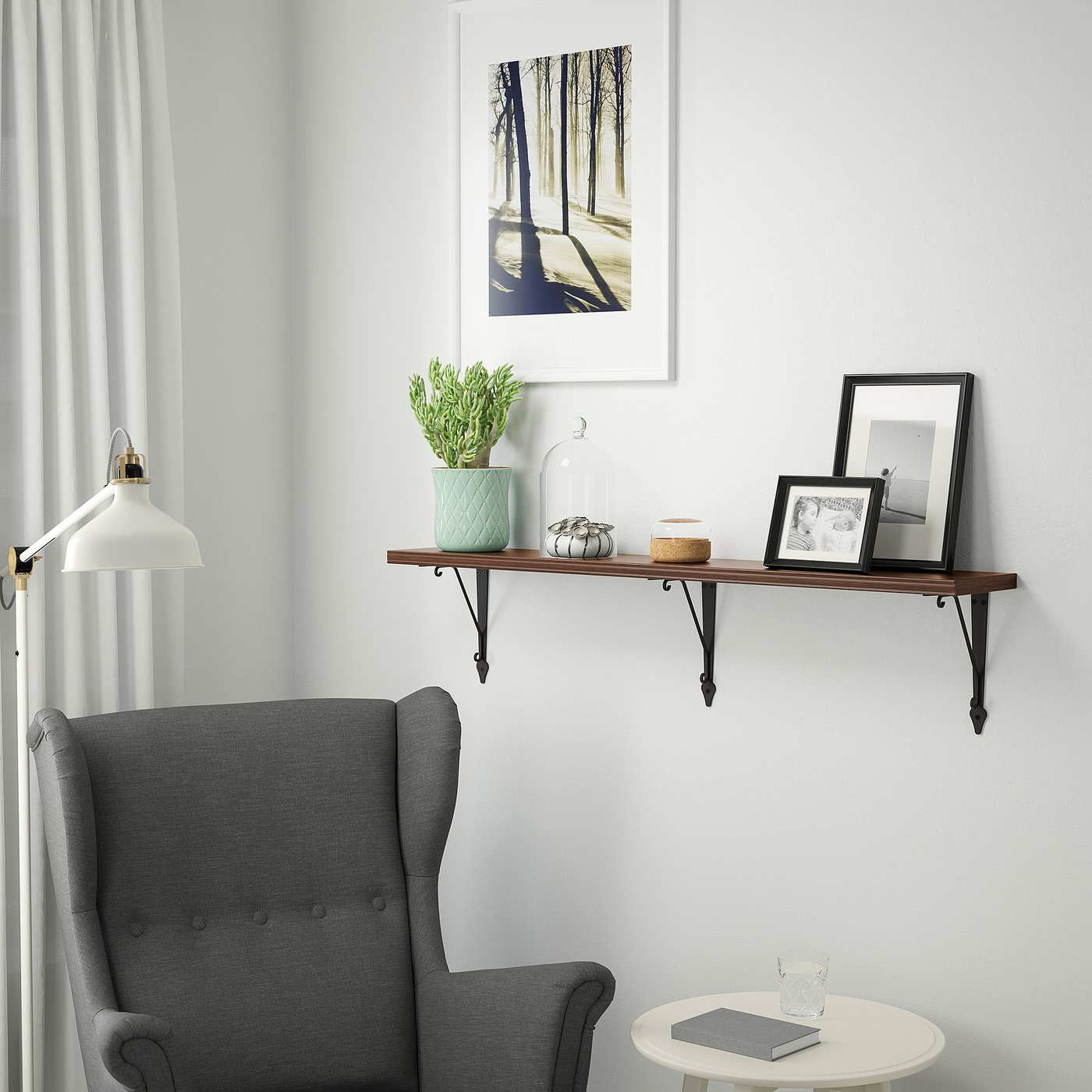 BERGSHULT shelf, walnut effect, 471/4x77/8