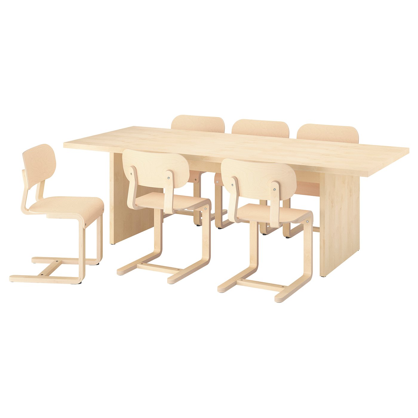 Table And 6 Chairs, Tinted Effect Birch Veneer/Birch Veneer