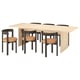 BERGSHYTTAN / STOCKHOLM 2025 Table and 6 chairs, tinted effect birch veneer/leather dark brown, 94 1/2x36 5/8 "