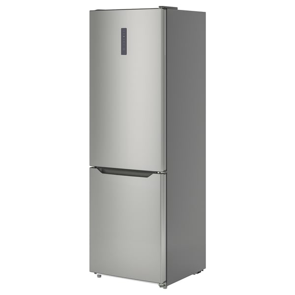 BERGSNÄS Bottom-freezer refrigerator, stainless steel, 11 cu.ft