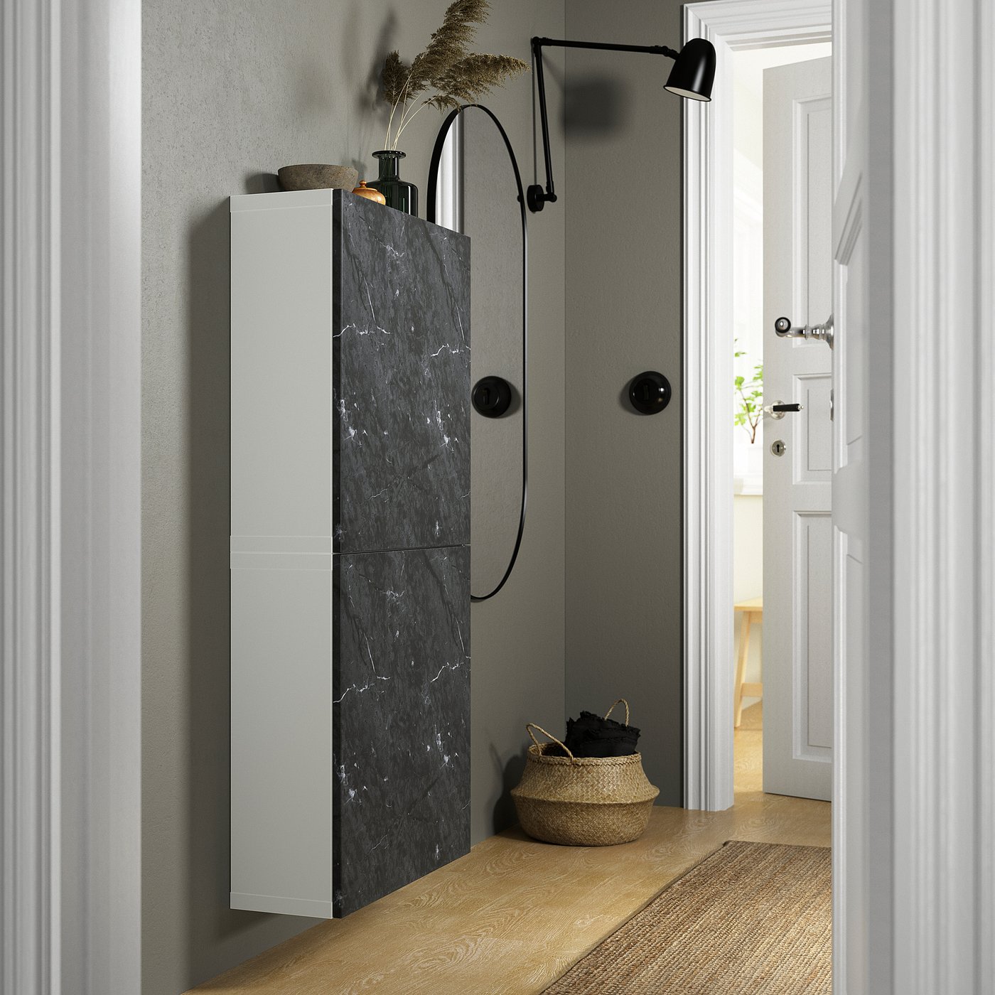 BERGSVIKEN door, black marble effect, 231/2x251/8