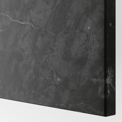Close-up of black BERGSVIKEN drawer front showing sleek, textured surface and clean edges.