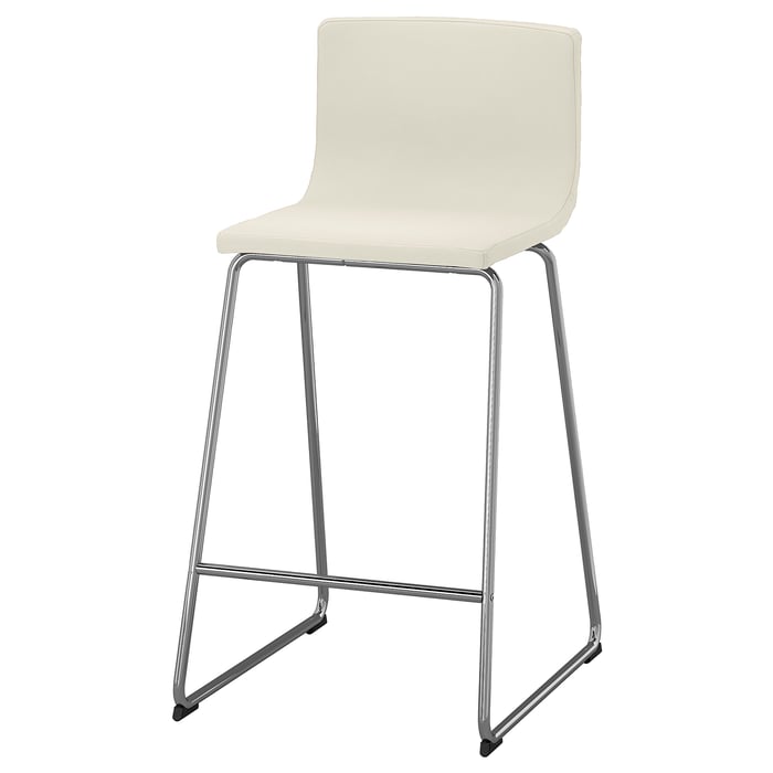 BERNHARD Bar stool with backrest, chrome plated/Mjuk white, 26" IKEA