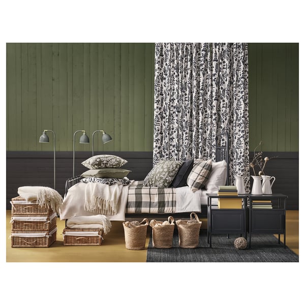 BESKSÖTEMAL Comforter set, green/check, King