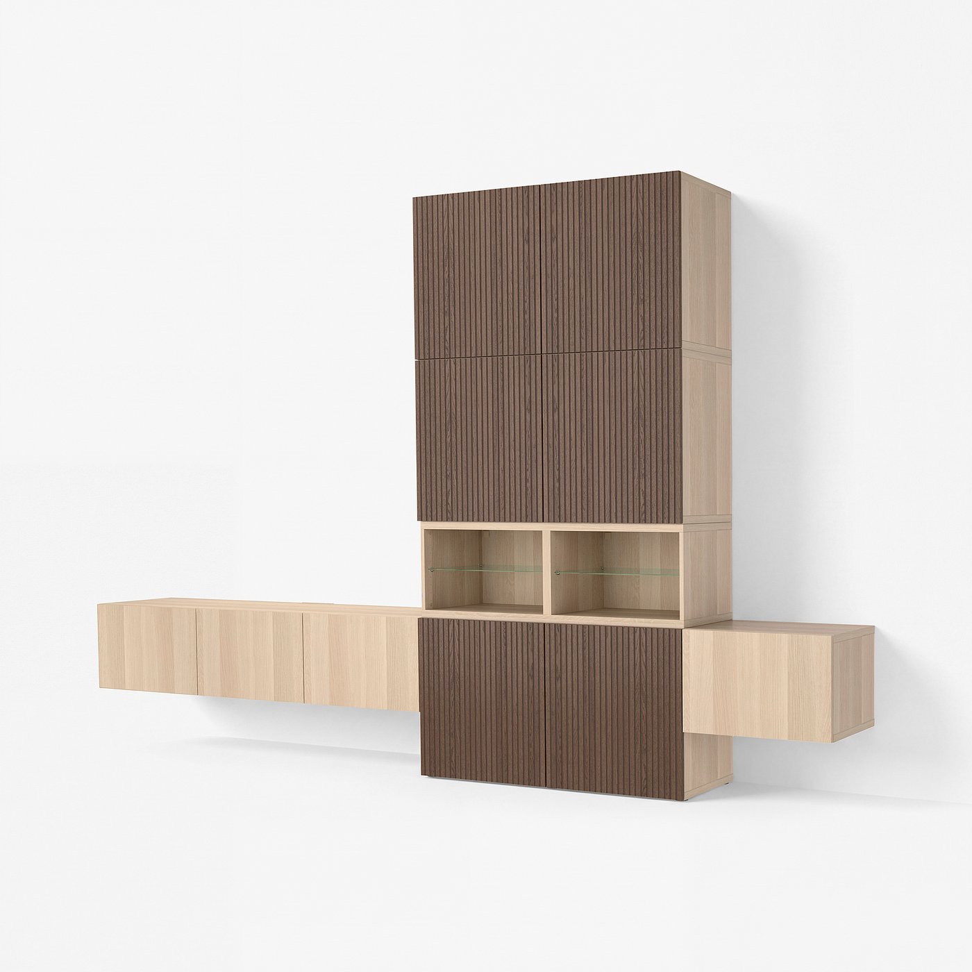 BESTÅ media storage combination, white stained oak effect
