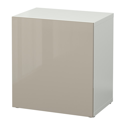 BESTÅ Shelf unit with door white/Selsviken highgloss/beige, 23 5