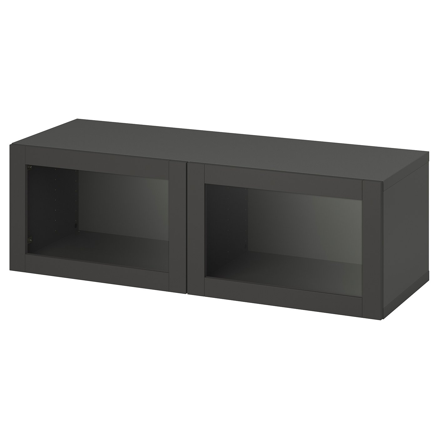 BESTÅ shelf unit with glass doors, black-brown/Glassvik black