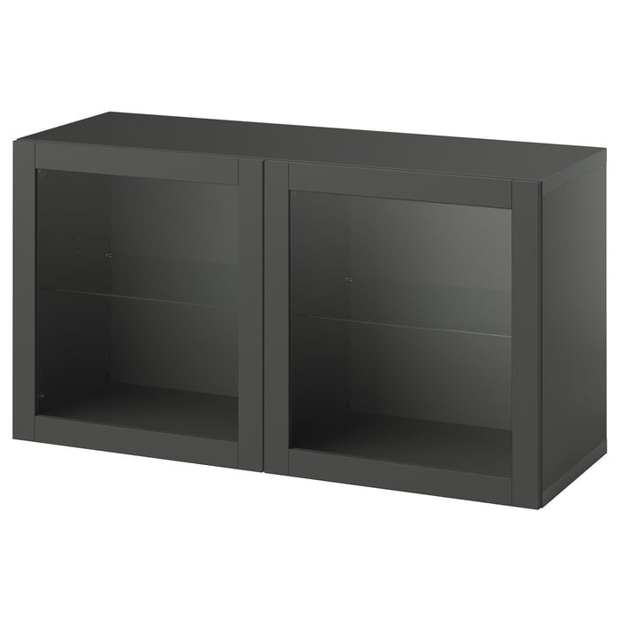 BESTÅ shelf unit with doors, dark gray/Sindvik dark gray, 471/4x161