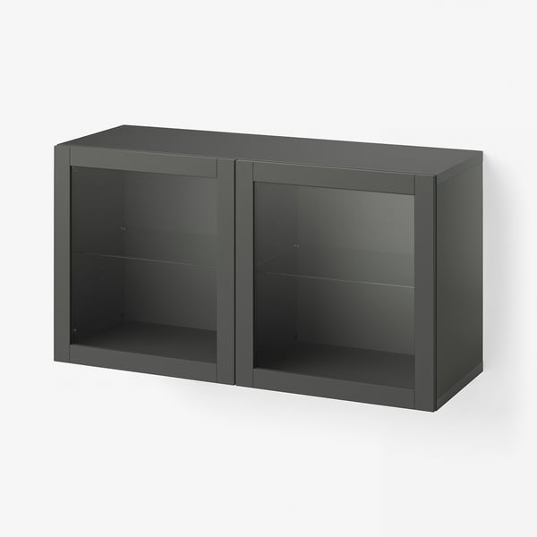 BESTÅ Shelf unit with doors, dark gray/Sindvik dark gray, 47 1/4x16 1/2x25 1/4 "
