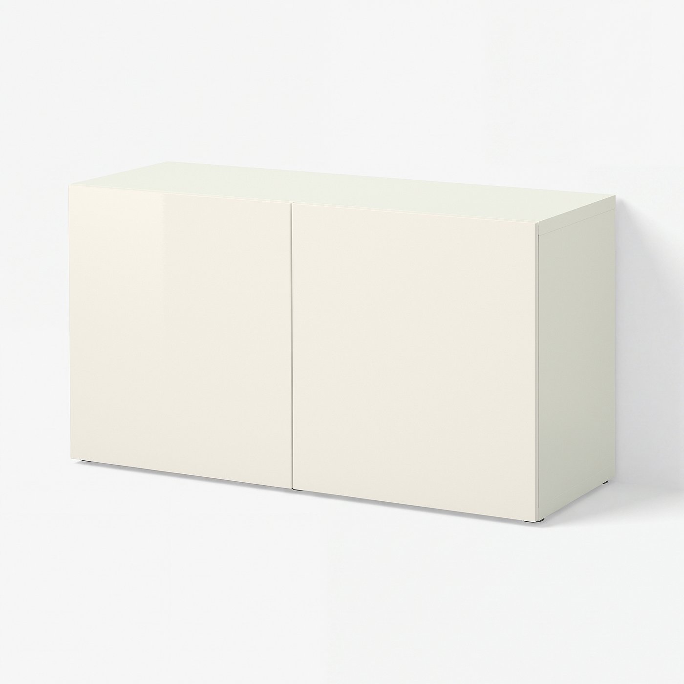 BESTÅ shelf unit with doors, white/Selsviken high-gloss/white, 471