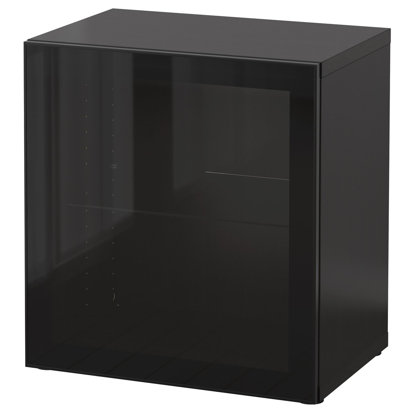 BESTÅ shelf unit with glass door, blackbrown/Glassvik black/clear