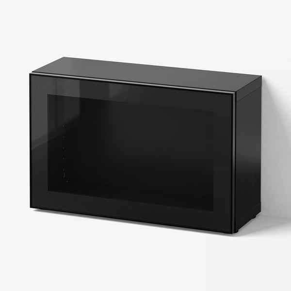BESTÅ Shelf unit with glass door, black-brown/Glassvik black/clear glass, 23 5/8x8 5/8x15 "