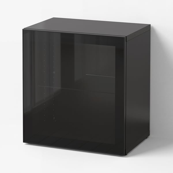 BESTÅ Shelf unit with glass door, black-brown/Glassvik black/clear glass, 23 5/8x16 1/2x25 1/4 "