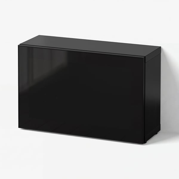 BESTÅ Shelf unit with glass door, black-brown/Glassvik black/smoked glass, 23 5/8x8 5/8x15 "