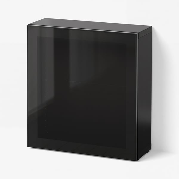 BESTÅ Shelf unit with glass door, black-brown/Glassvik black/smoked glass, 23 5/8x8 5/8x25 1/4 "