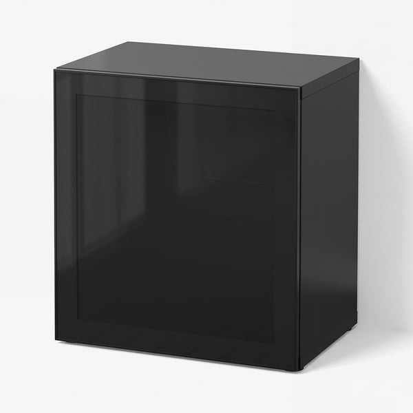 BESTÅ Shelf unit with glass door, black-brown/Glassvik black/smoked glass, 23 5/8x16 1/2x25 1/4 "