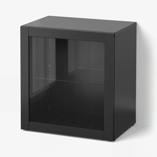 BESTÅ Shelf unit with glass door, black-brown/Sindvik black-brown clear glass, 23 5/8x16 1/2x25 1/4 "