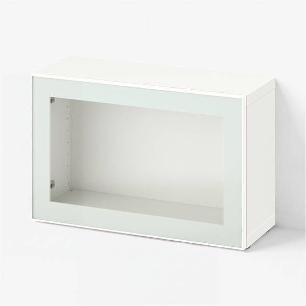 BESTÅ Shelf unit with glass door, white Glassvik/white/light green clear glass, 23 5/8x8 5/8x15 "