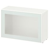 BESTÅ Shelf unit with glass door, white Glassvik/white/light green frosted glass, 23 5/8x8 5/8x15 "