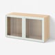 BESTÅ Shelf unit with glass doors, white stained oak effect Glassvik/white/light green clear glass, 47 1/4x16 1/2x25 1/4 "