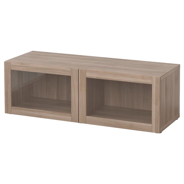 Besta Shelf Unit With Glass Doors Sindvik Walnut Effect Light