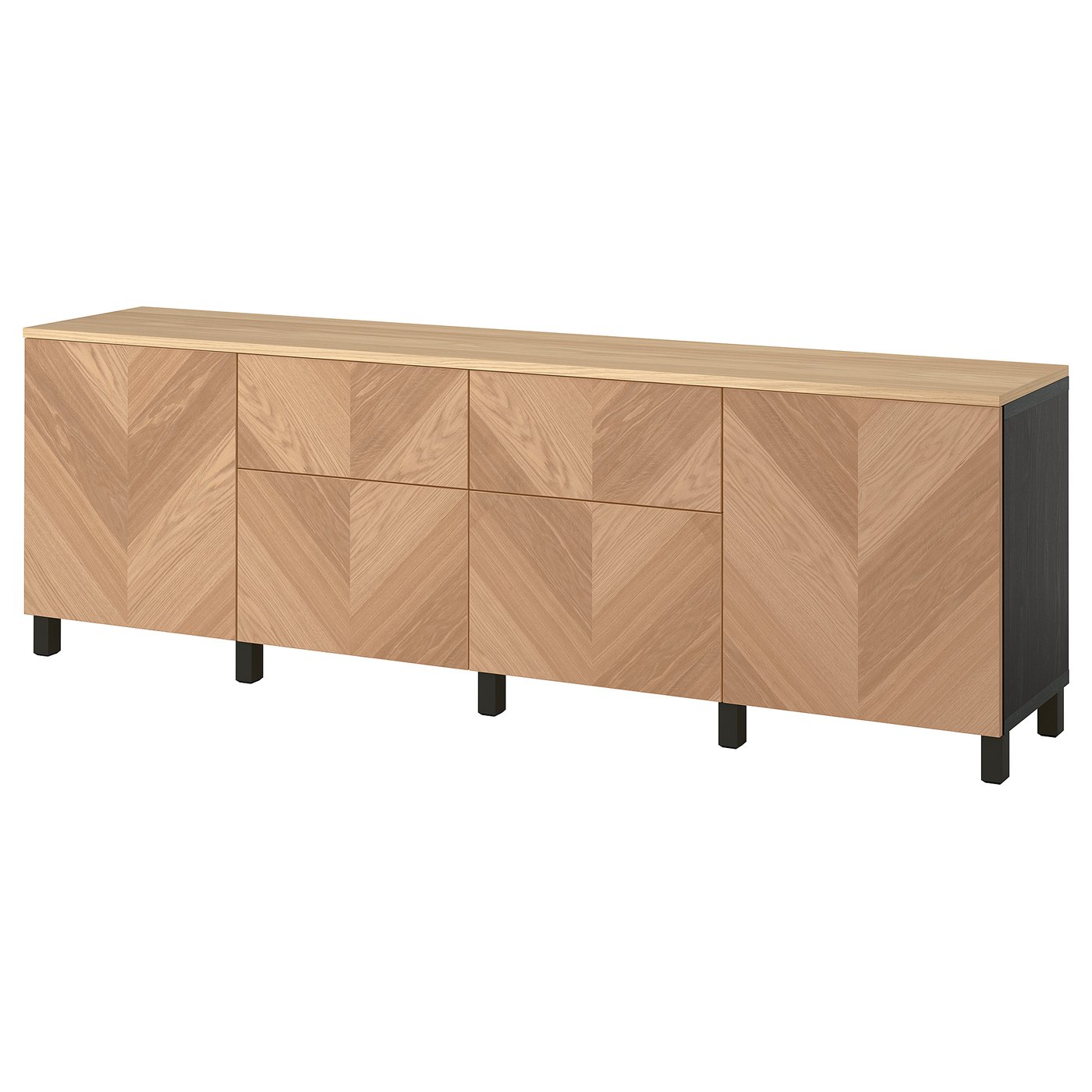 BESTÅ storage combination, black-brown/Hedeviken oak veneer, 941