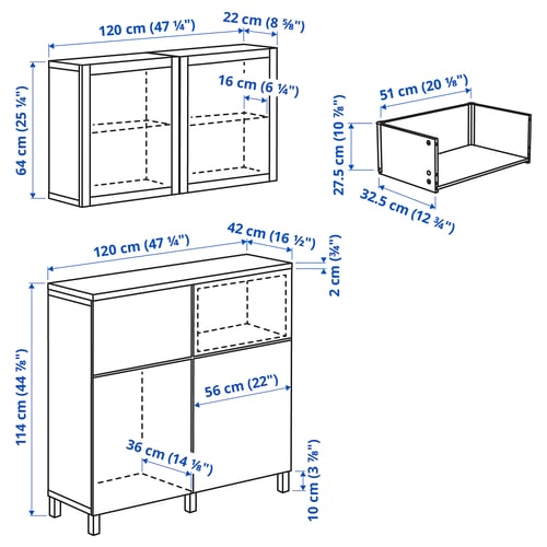 BESTÅ Storage combination w doors/drawers, black-brown Lappviken/Sindvik/Stubbarp black-brown clear glass, 47 1/4x16 1/2x94 1/2 "