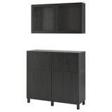 BESTÅ Storage combination w doors/drawers, black-brown/Lappviken/Stubbarp black-brown clear glass, 47 1/4x16 1/2x83 7/8 "
