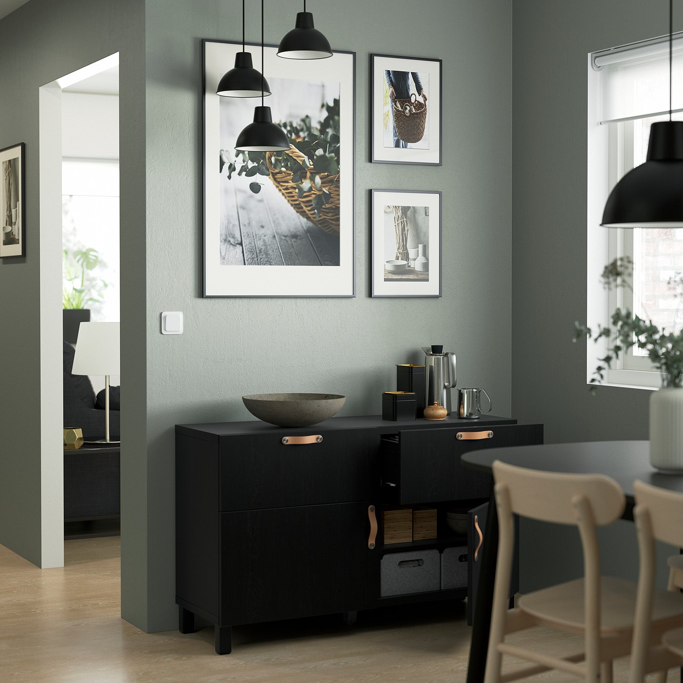BESTÅ storage combination w doors/drawers, black-brown