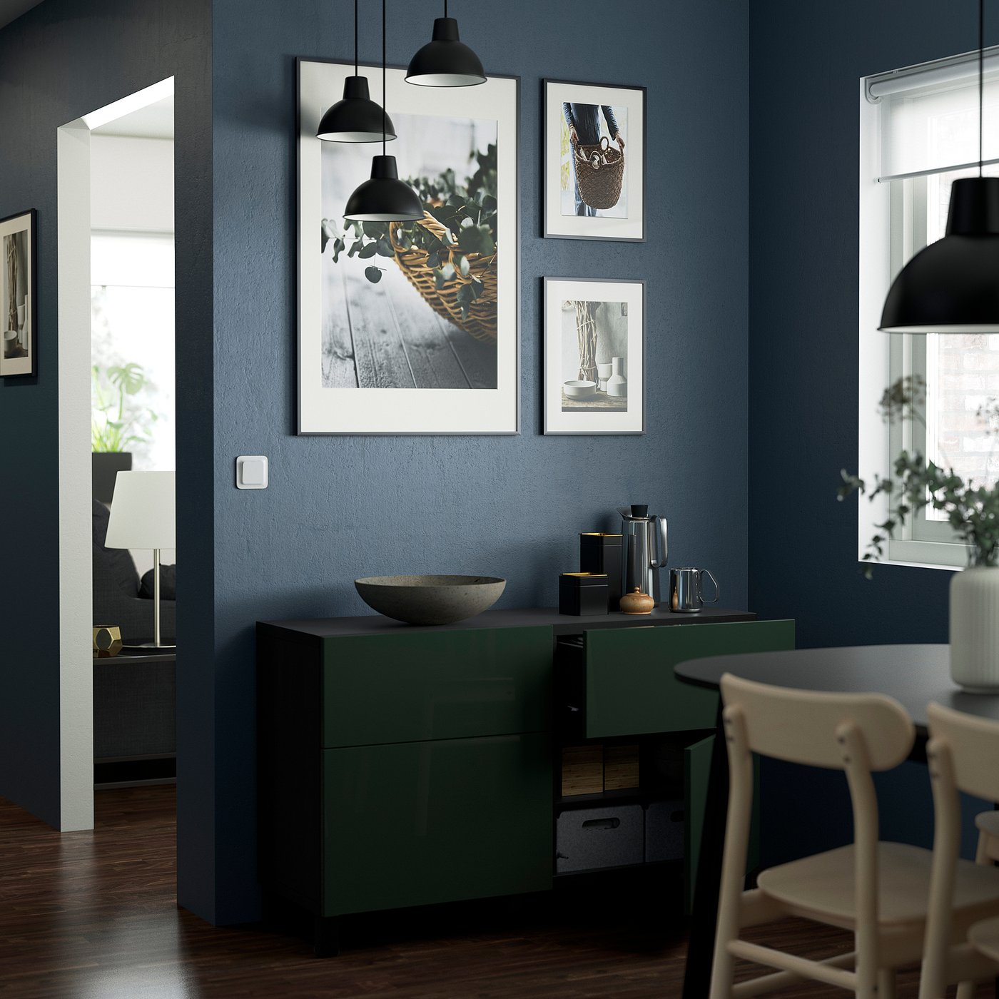 BESTÅ storage combination w doors/drawers, black-brown