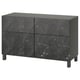 BESTÅ Storage combination w doors/drawers, dark gray Bergsviken/Stubbarp/black marble effect, 47 1/4x16 1/2x29 1/8 "