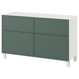 BESTÅ Storage combination w doors/drawers, Krukmakare dark gray-green/Stubbarp white, 47 1/4x16 1/2x29 1/8 "