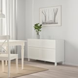 BESTÅ Storage combination w doors/drawers, white/Hanviken/Stubbarp white, 47 1/4x16 1/2x29 1/8 "