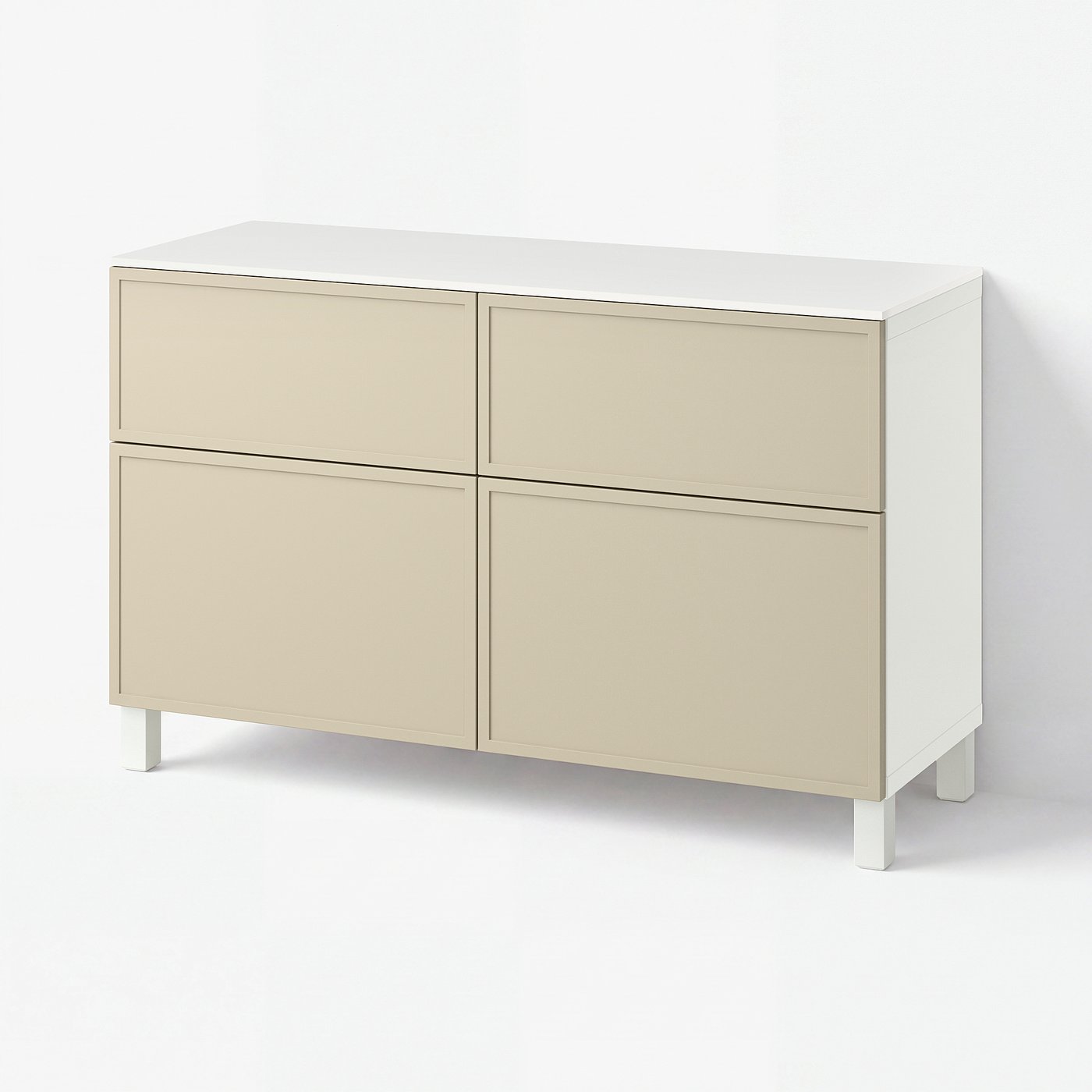 BESTÅ storage combination w doors/drawers, white/Krukmakare beige
