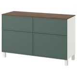 BESTÅ Storage combination w doors/drawers, white/Krukmakare dark gray-green, 47 1/4x16 1/2x29 5/8 "