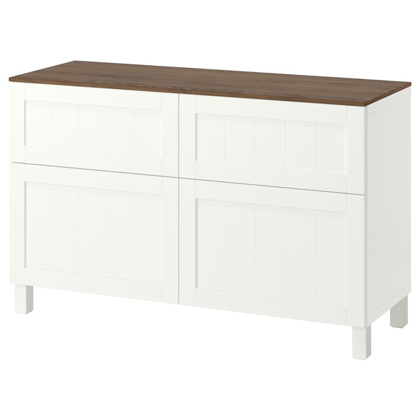BESTÅ Storage combination w doors/drawers, white/Pipmakare white, 47 1/4x16 1/2x29 5/8 "