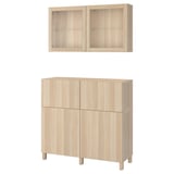 BESTÅ Storage combination w doors/drawers, white stained oak effect/Lappviken/Stubbarp wht stained oak effect clear glass, 47 1/4x16 1/2x83 7/8 "