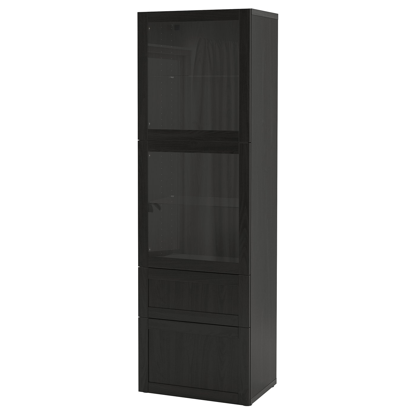 Storage Combination W/Glass Doors, Black-Brown/Hanviken Black-Brown Clear Glass