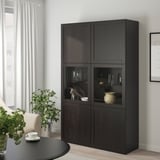 BESTÅ Storage combination w/glass doors, black-brown Hanviken/Sindvik black-brown clear glass, 47 1/4x16 1/2x76 "